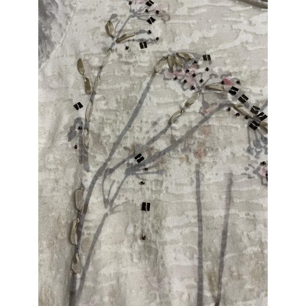Coldwater Creek Sleeveless Top Size L 14-16 White Botanical Embroidered Beaded - Picture 8 of 9